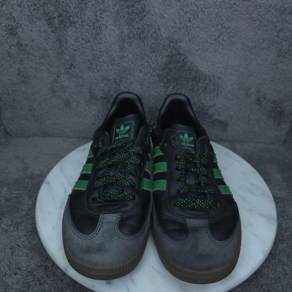 Adidas Samba Shoes Womens Size 6.5 Black Green Leather Gum Sole Soccer Sneakers